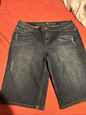 Simply Vera Vera Wang Boyfriend Dark Blue Denim Bermuda Shorts